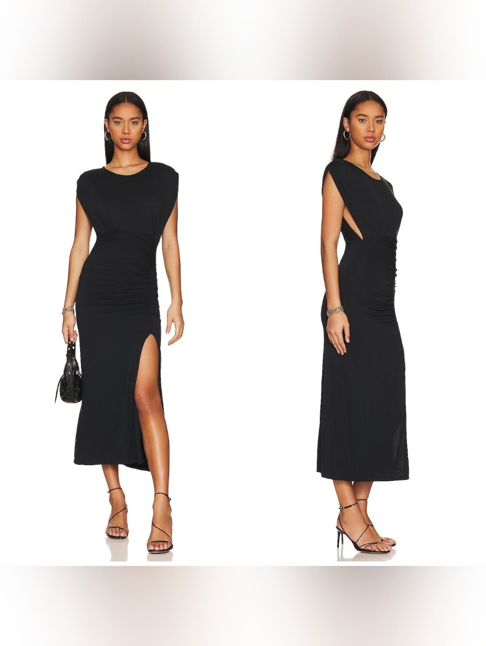 NWT Free People Lakeside Solid Midi Dress, Ribbed, Open Back, XS, Boatneck